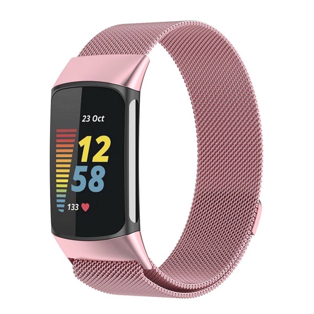 Für Fitbit Charge 6 / 5 Metall Stahl Mesh Armband mit Magnetverschluss