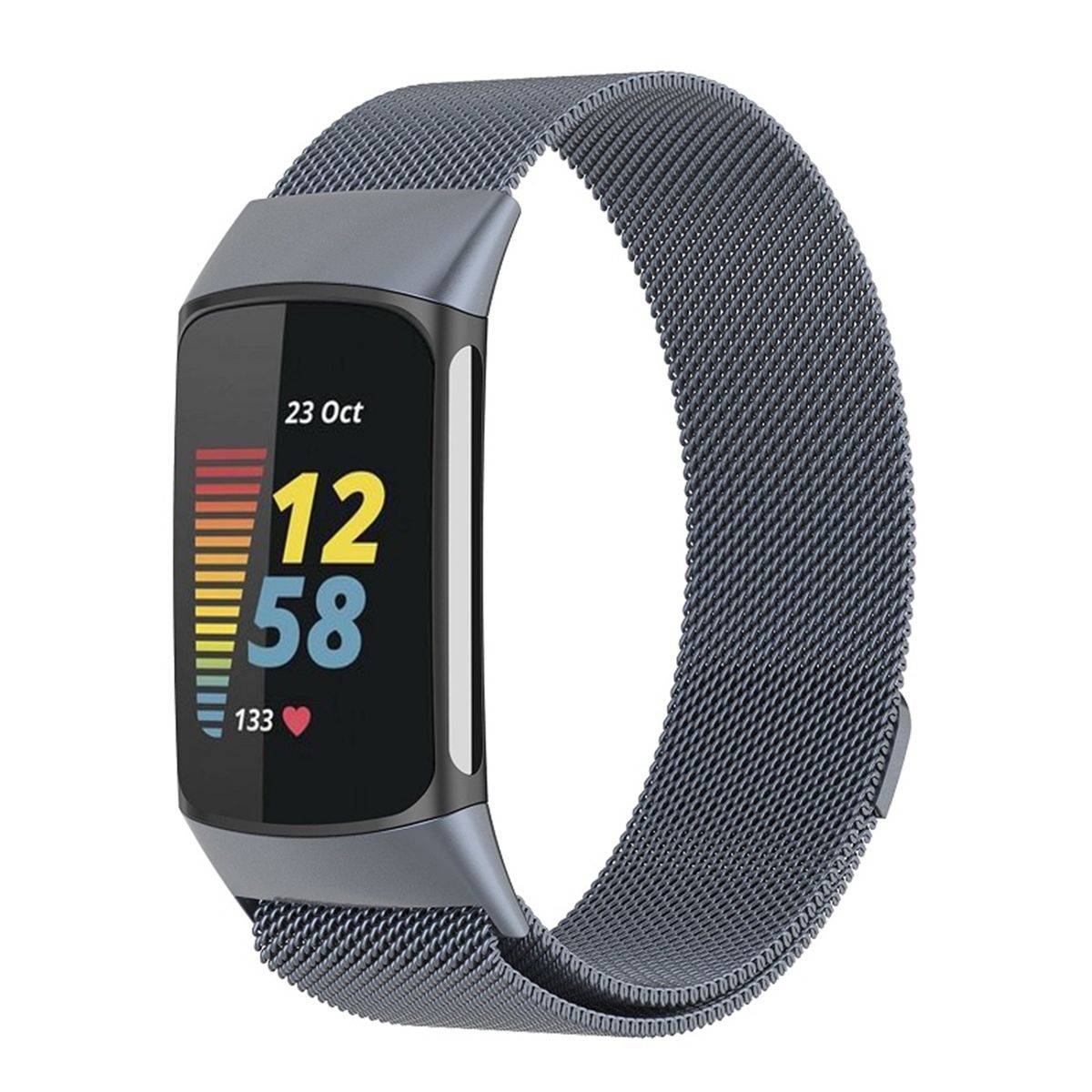 Für Fitbit Charge 6 / 5 Metall Stahl Mesh Armband mit Magnetverschluss