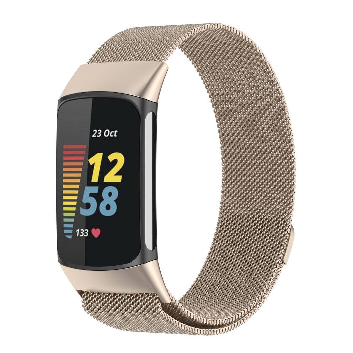 Für Fitbit Charge 6 / 5 Metall Stahl Mesh Armband mit Magnetverschluss