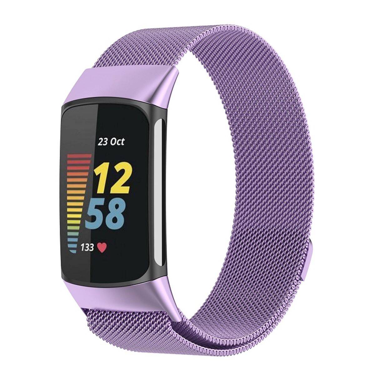 Für Fitbit Charge 6 / 5 Metall Stahl Mesh Armband mit Magnetverschluss