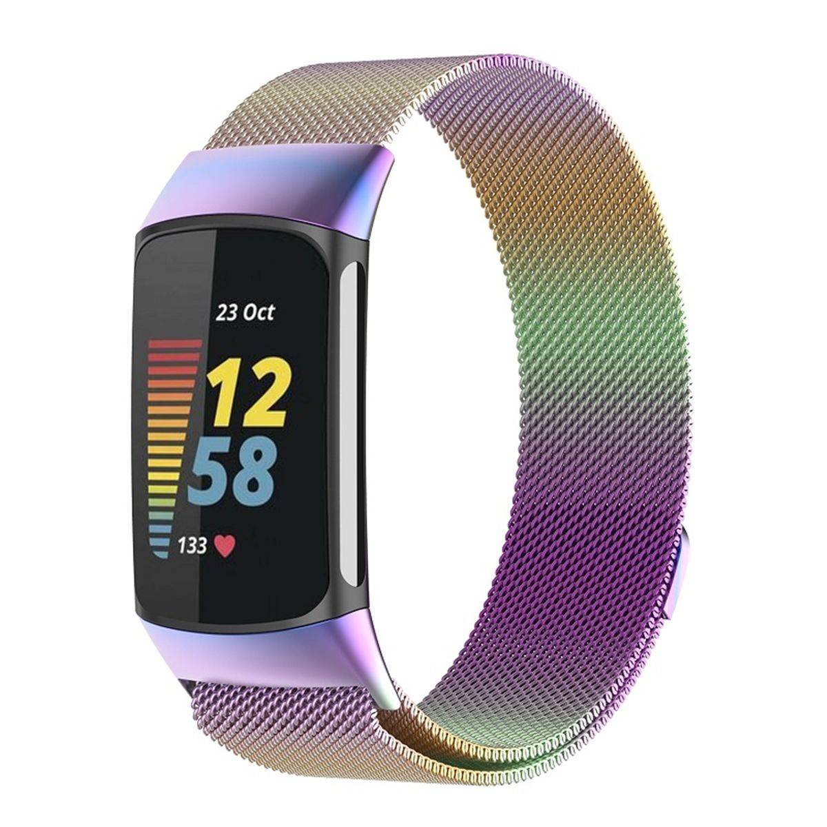 Für Fitbit Charge 6 / 5 Metall Stahl Mesh Armband mit Magnetverschluss