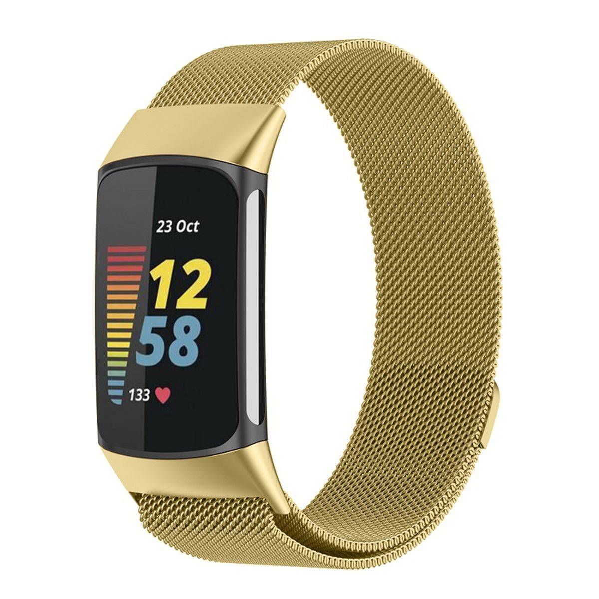 Für Fitbit Charge 6 / 5 Metall Stahl Mesh Armband mit Magnetverschluss
