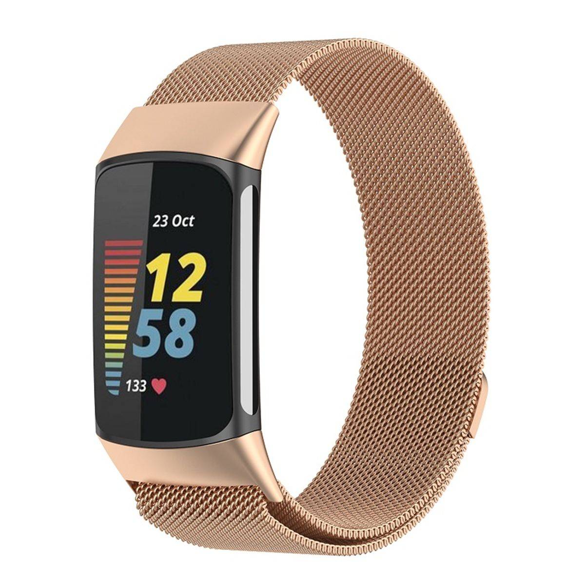 Für Fitbit Charge 6 / 5 Metall Stahl Mesh Armband mit Magnetverschluss