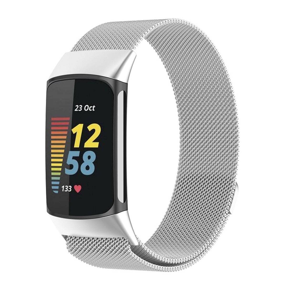 Für Fitbit Charge 6 / 5 Metall Stahl Mesh Armband mit Magnetverschluss