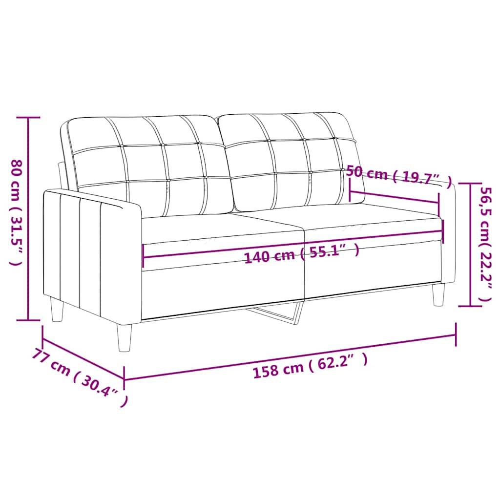 vidaXL 2-Sitzer-Sofa Schwarz 140 cm Stoff