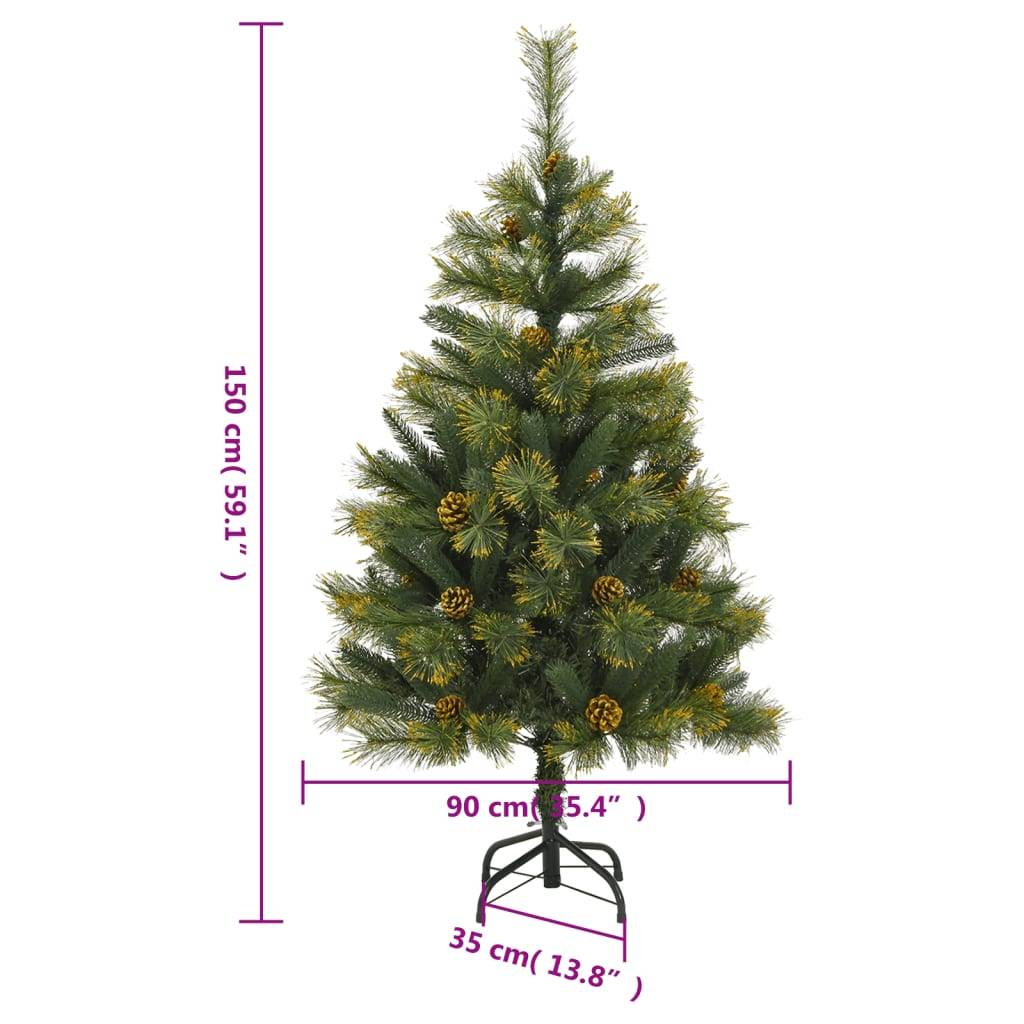vidaXL Künstlicher Weihnachtsbaum Klappbar mit Zapfen 150 cm