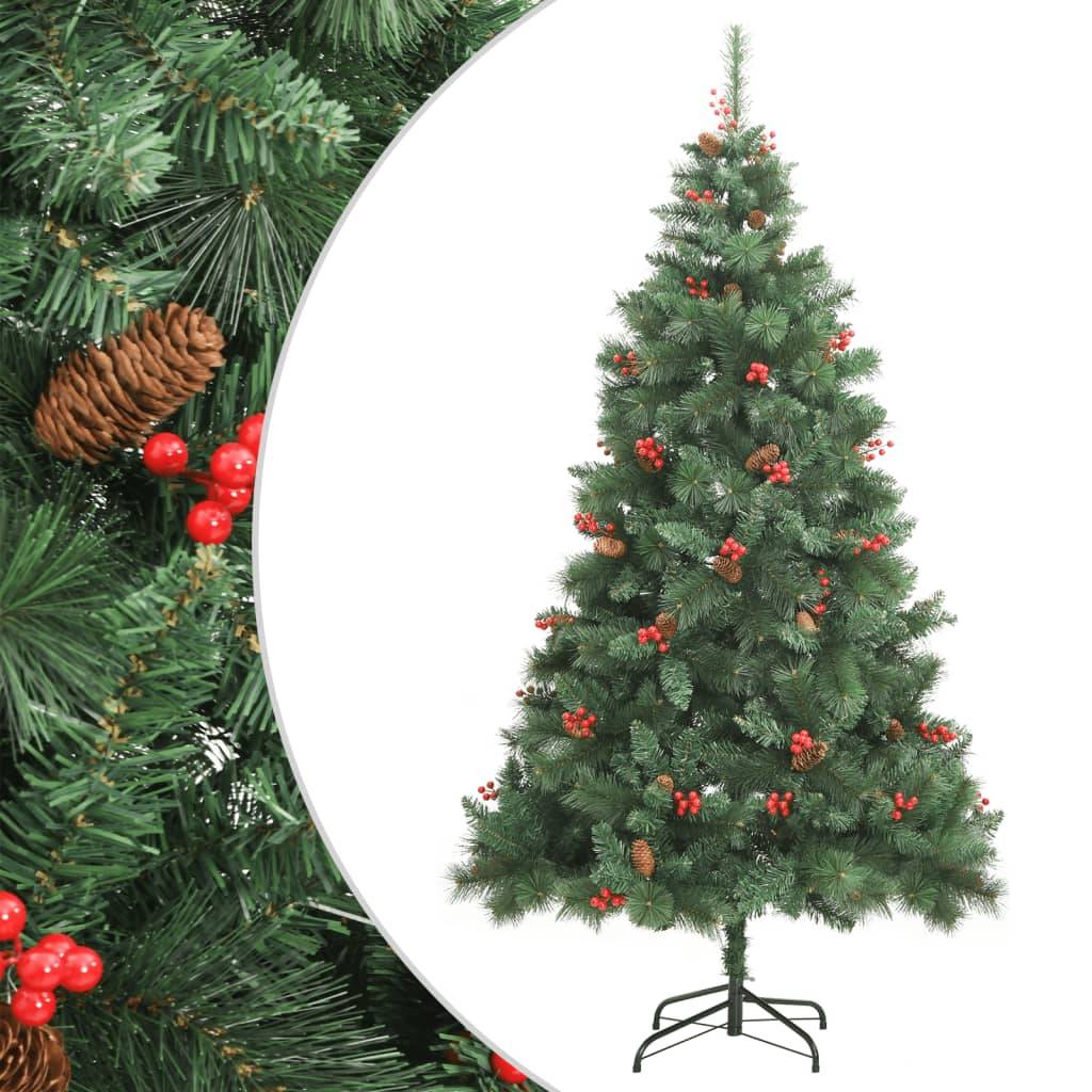 vidaXL Künstlicher Weihnachtsbaum Klappbar mit Zapfen & Beeren 240 cm