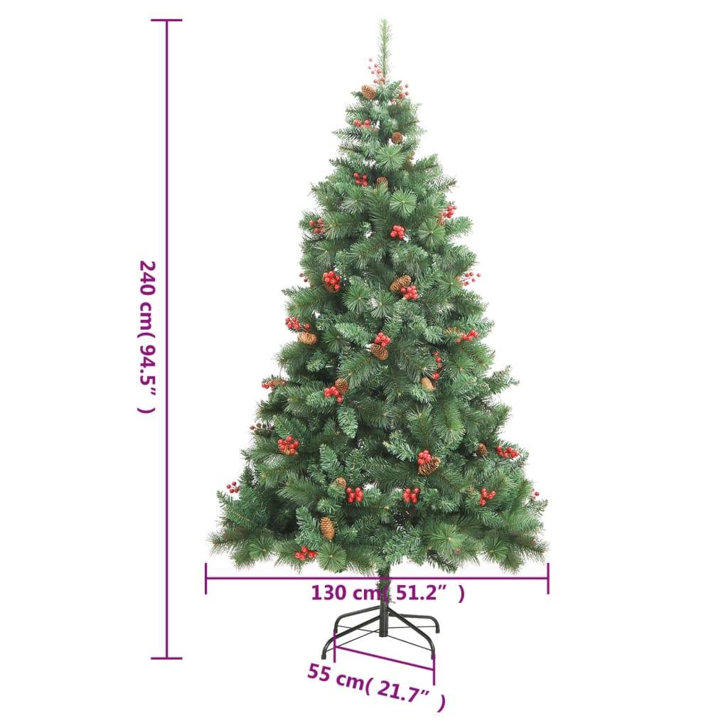 vidaXL Künstlicher Weihnachtsbaum Klappbar mit Zapfen & Beeren 240 cm