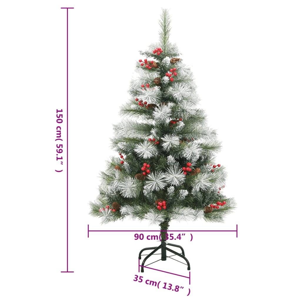 vidaXL Künstlicher Weihnachtsbaum Klappbar mit Zapfen & Beeren 150 cm