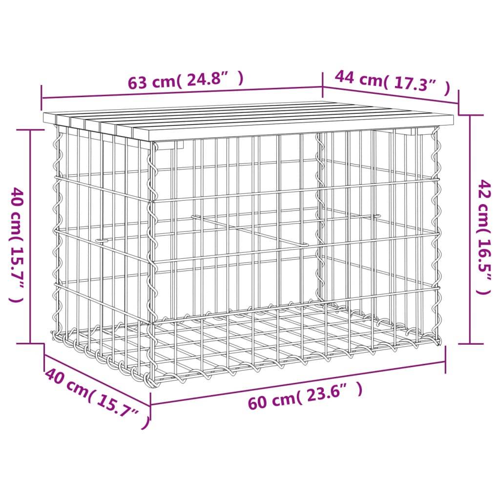vidaXL Gartenbank aus Gabionen 63x44x42 cm Massivholz Douglasie