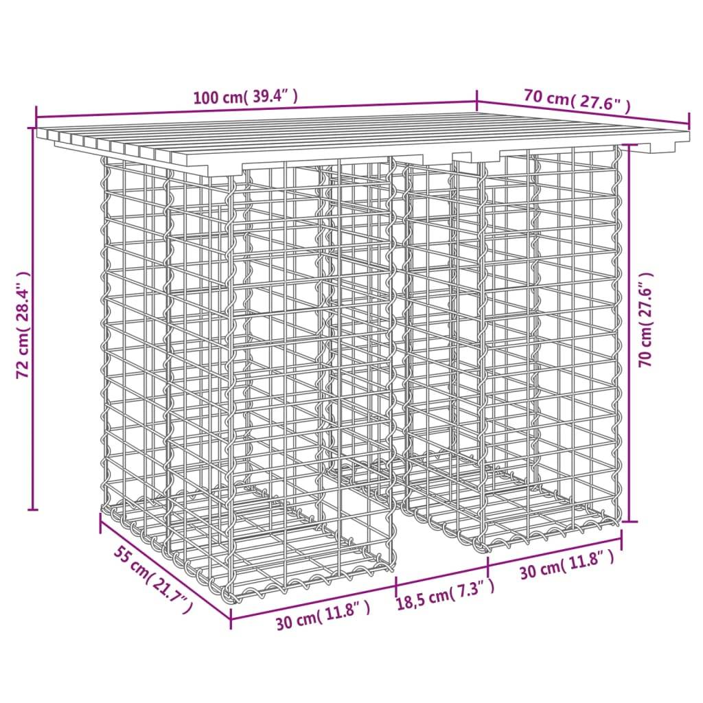 vidaXL Gartenbank aus Gabionen 100x70x72 cm Massivholz Kiefer