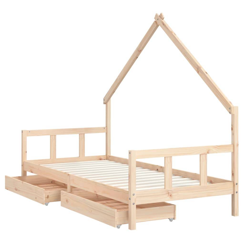 vidaXL Kinderbett mit Schubladen 90x200 cm Massivholz Kiefer