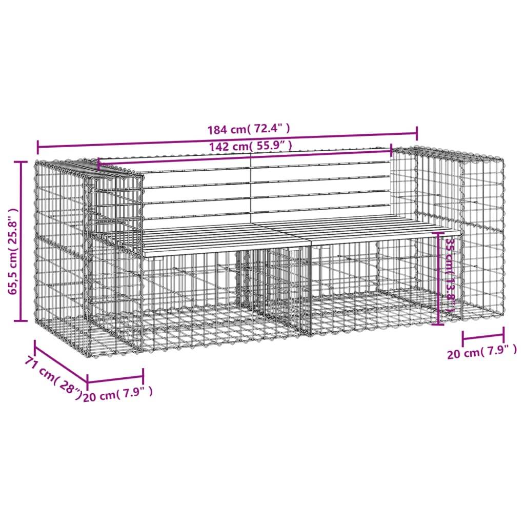vidaXL Gartenbank aus Gabionen 184x71x65,5 cm Massivholz Douglasie