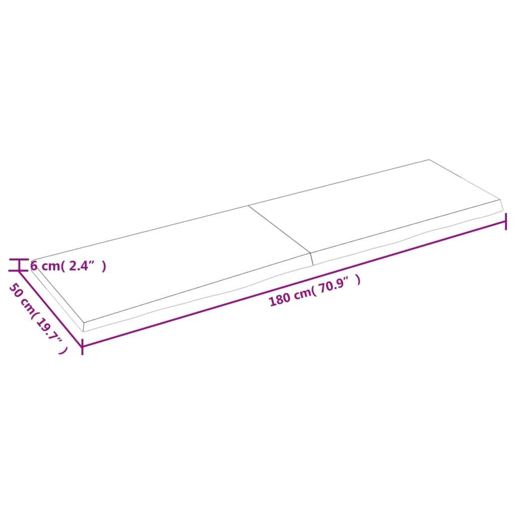 vidaXL Waschtischplatte Hellbraun 180x50x(2-6) cm Massivholz Behandelt