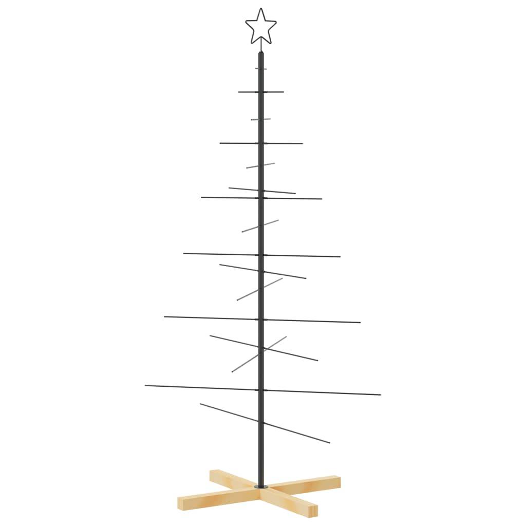 vidaXL Weihnachtsbaum Metall mit Holzständer Schwarz 150 cm