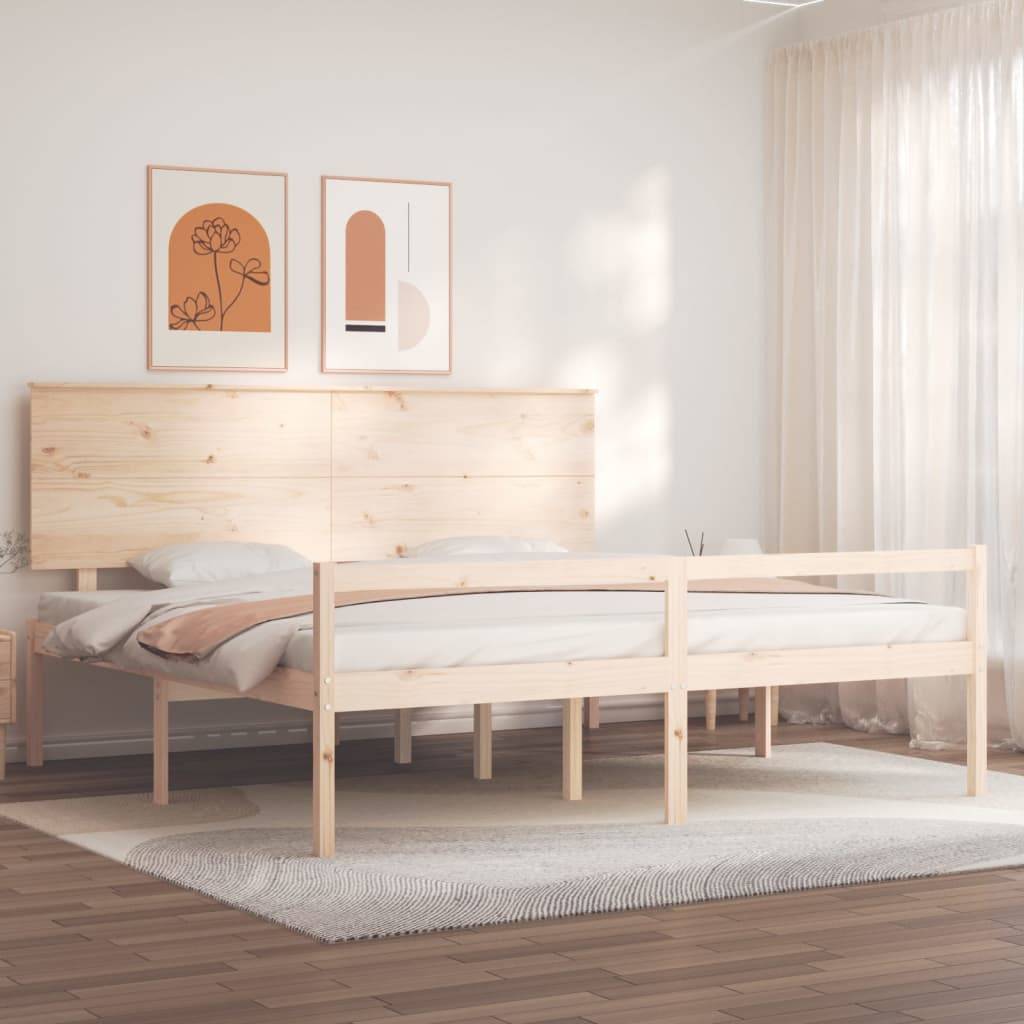 vidaXL Seniorenbett mit Kopfteil 200x200 cm Massivholz