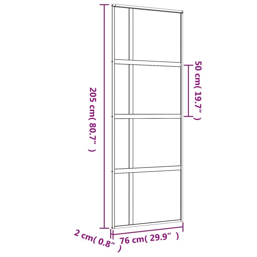vidaXL Schiebetür Golden 76x205 cm Matt ESG-Glas und Aluminium