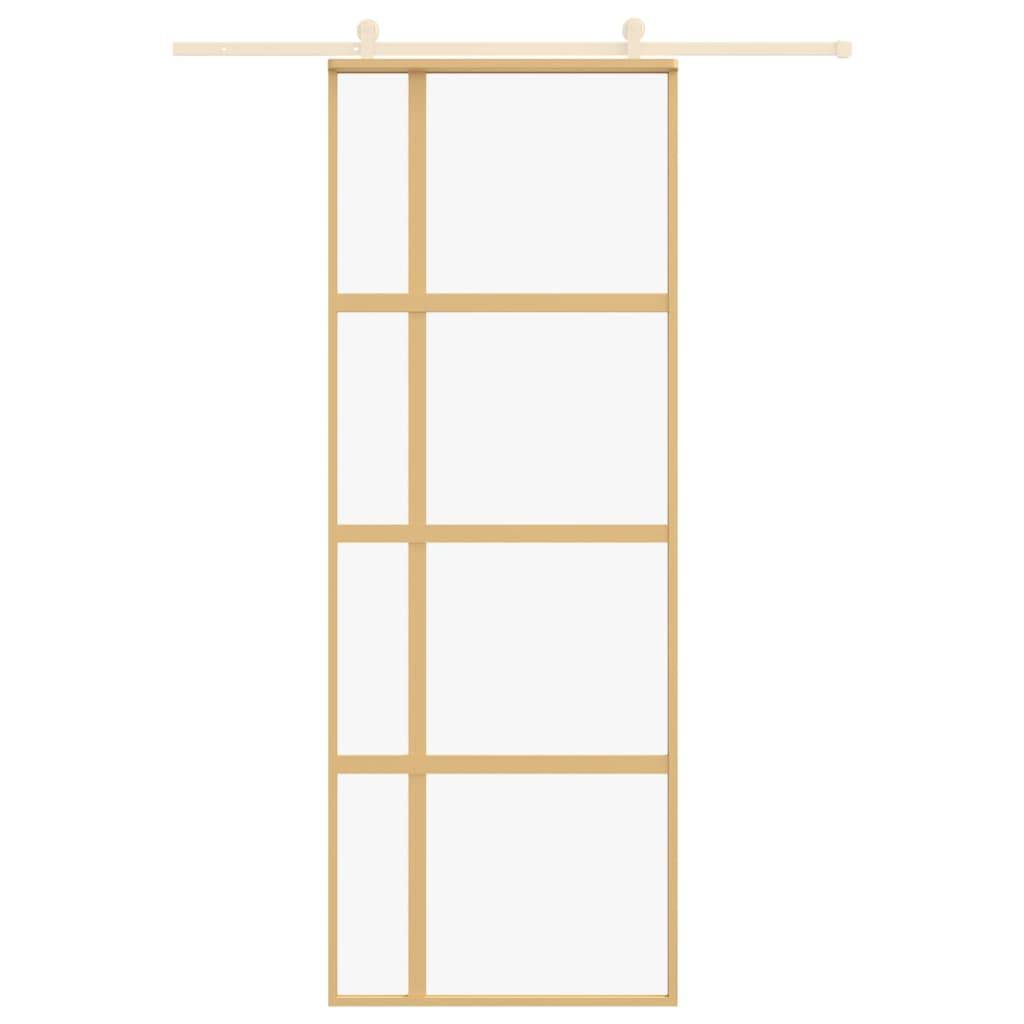vidaXL Schiebetür Golden 76x205 cm ESG-Klarglas und Aluminium