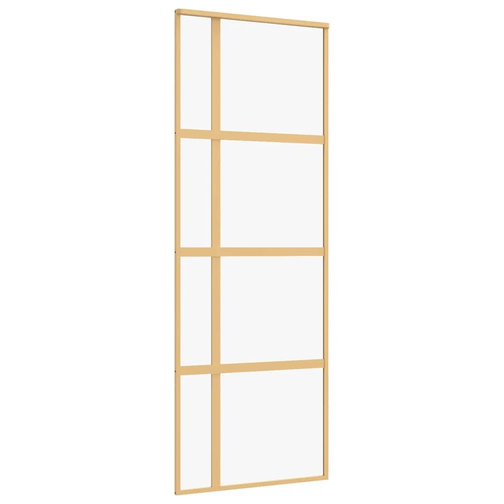 vidaXL Schiebetür Golden 76x205 cm ESG-Klarglas und Aluminium