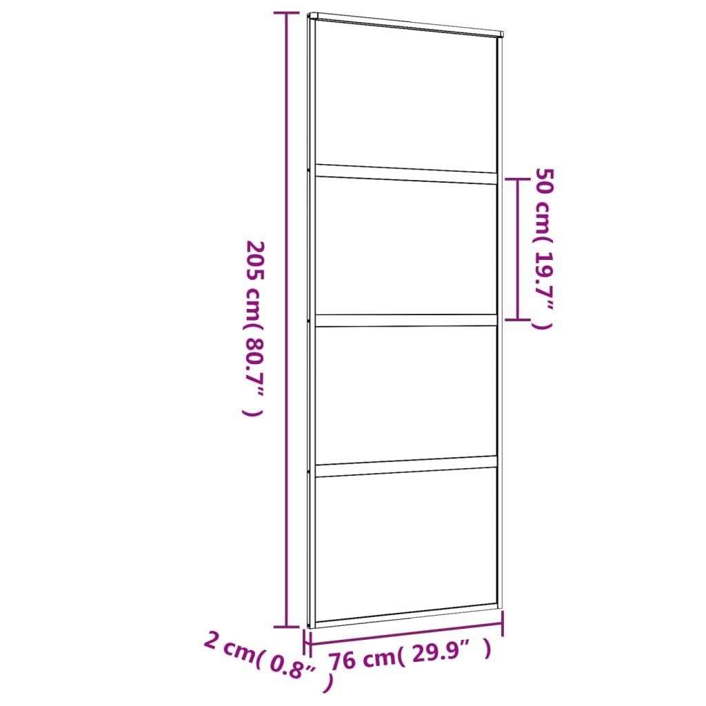 vidaXL Schiebetür Golden 76x205 cm Matt ESG-Glas und Aluminium