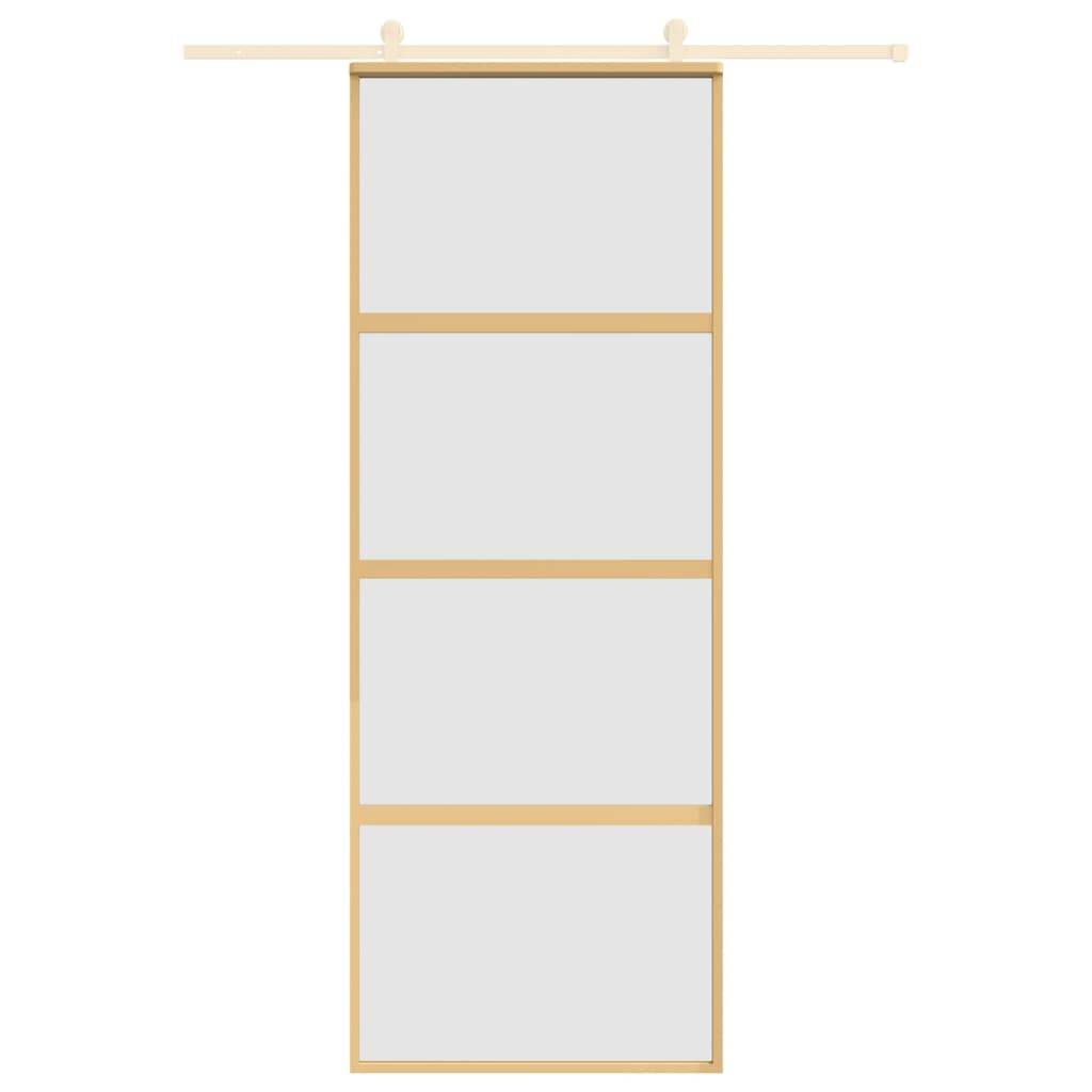 vidaXL Schiebetür Golden 76x205 cm Matt ESG-Glas und Aluminium