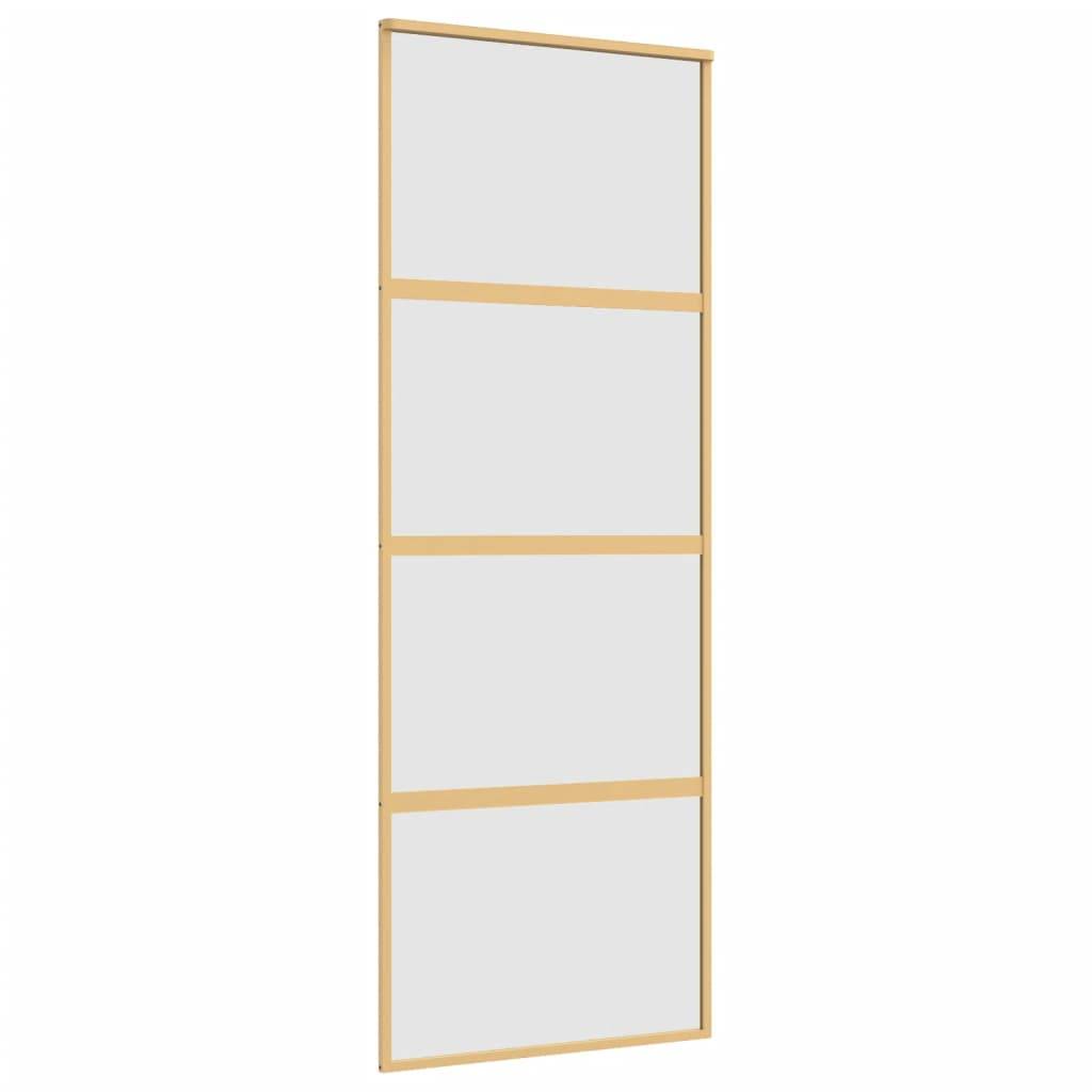 vidaXL Schiebetür Golden 76x205 cm Matt ESG-Glas und Aluminium