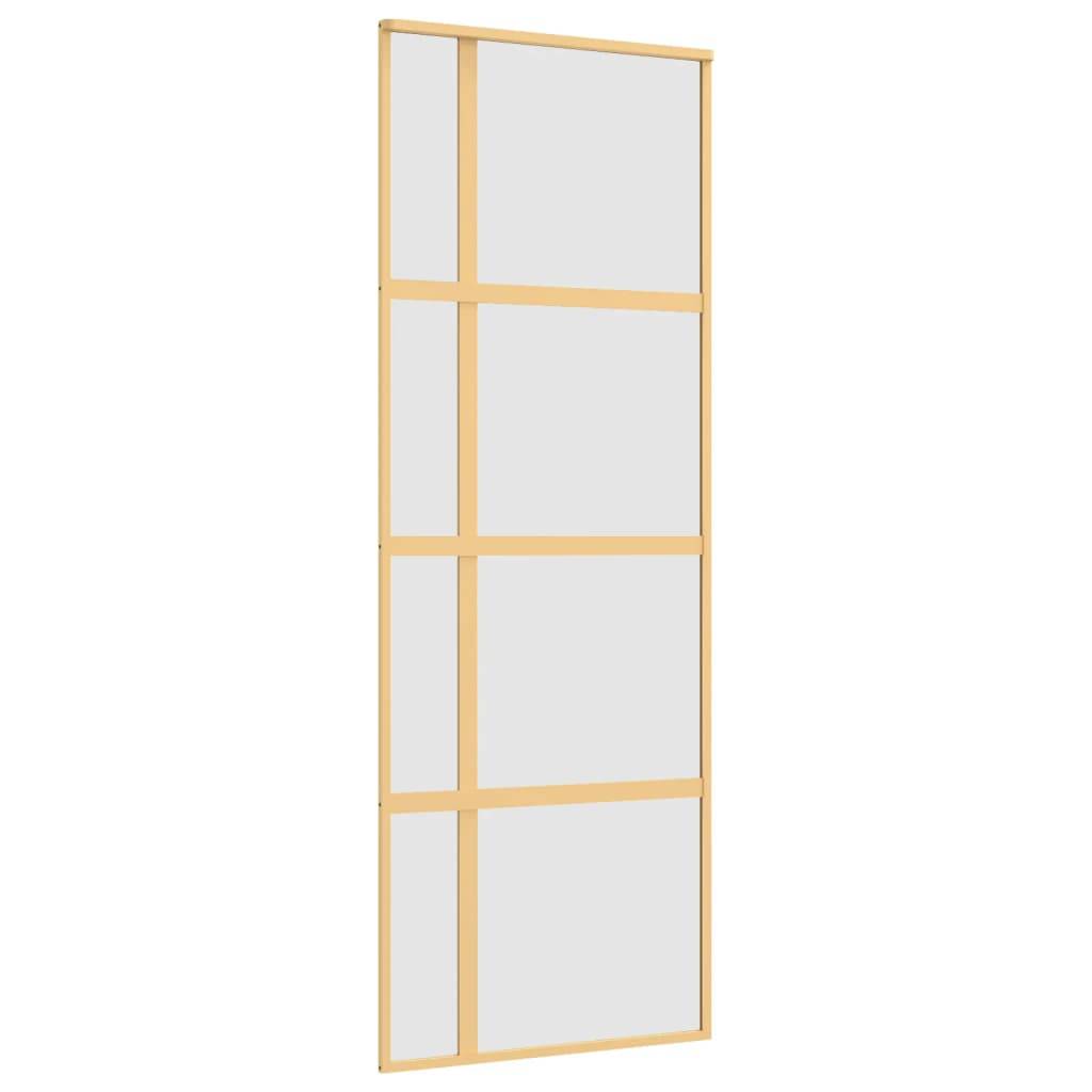 vidaXL Schiebetür Golden 76x205 cm Matt ESG-Glas und Aluminium