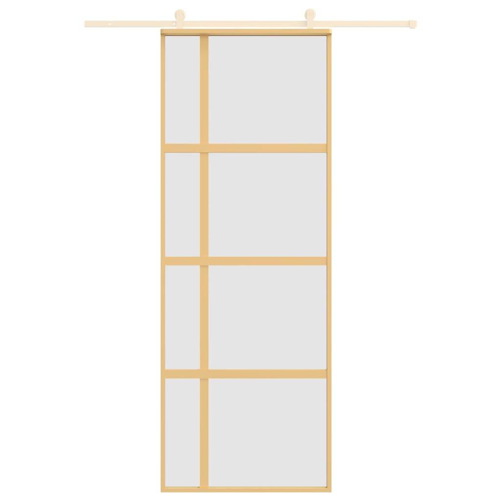 vidaXL Schiebetür Golden 76x205 cm Matt ESG-Glas und Aluminium