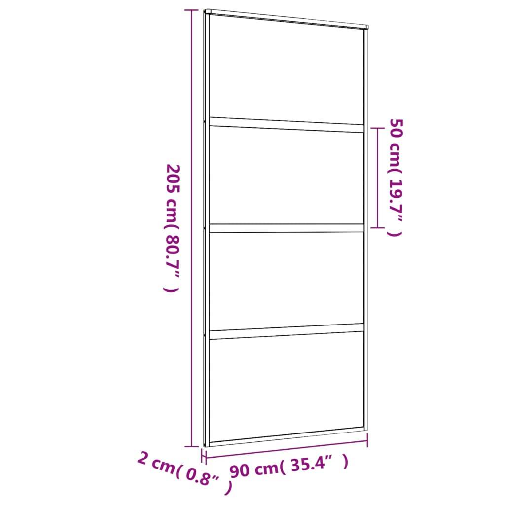 vidaXL Schiebetür Golden 90x205 cm Matt ESG-Glas und Aluminium
