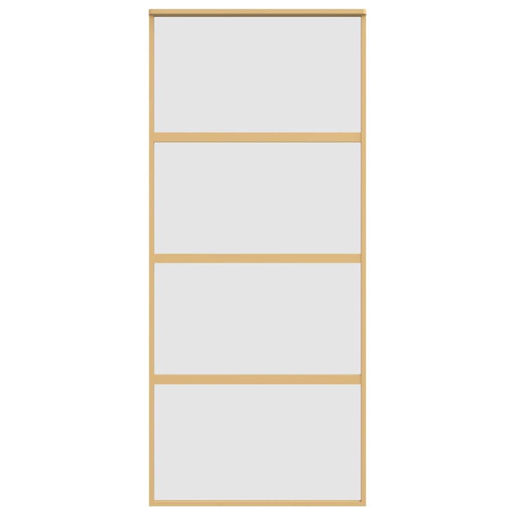 vidaXL Schiebetür Golden 90x205 cm Matt ESG-Glas und Aluminium