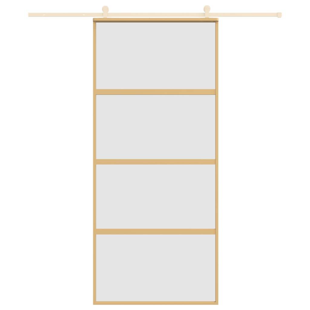 vidaXL Schiebetür Golden 90x205 cm Matt ESG-Glas und Aluminium