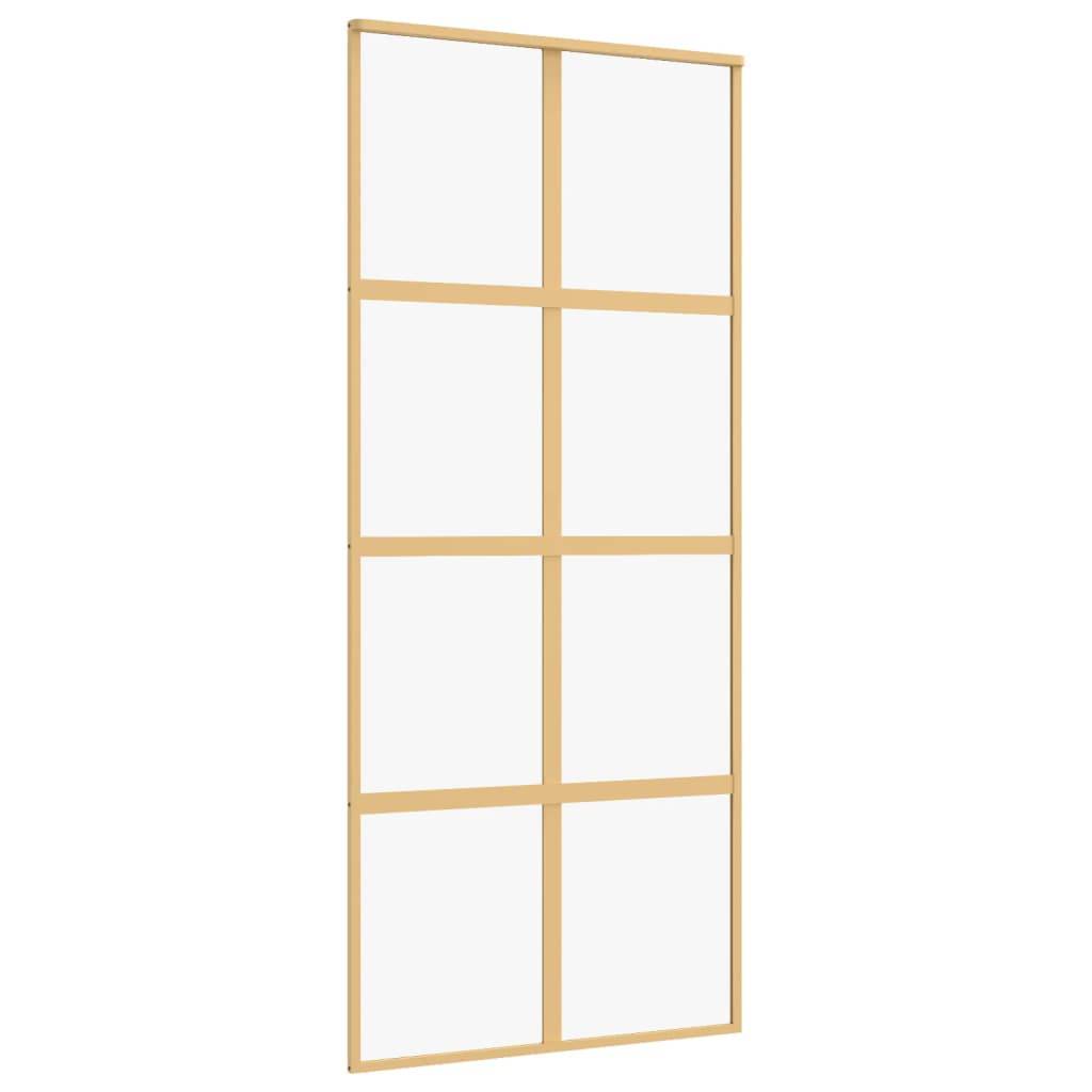 vidaXL Schiebetür Golden 90x205 cm ESG-Klarglas und Aluminium