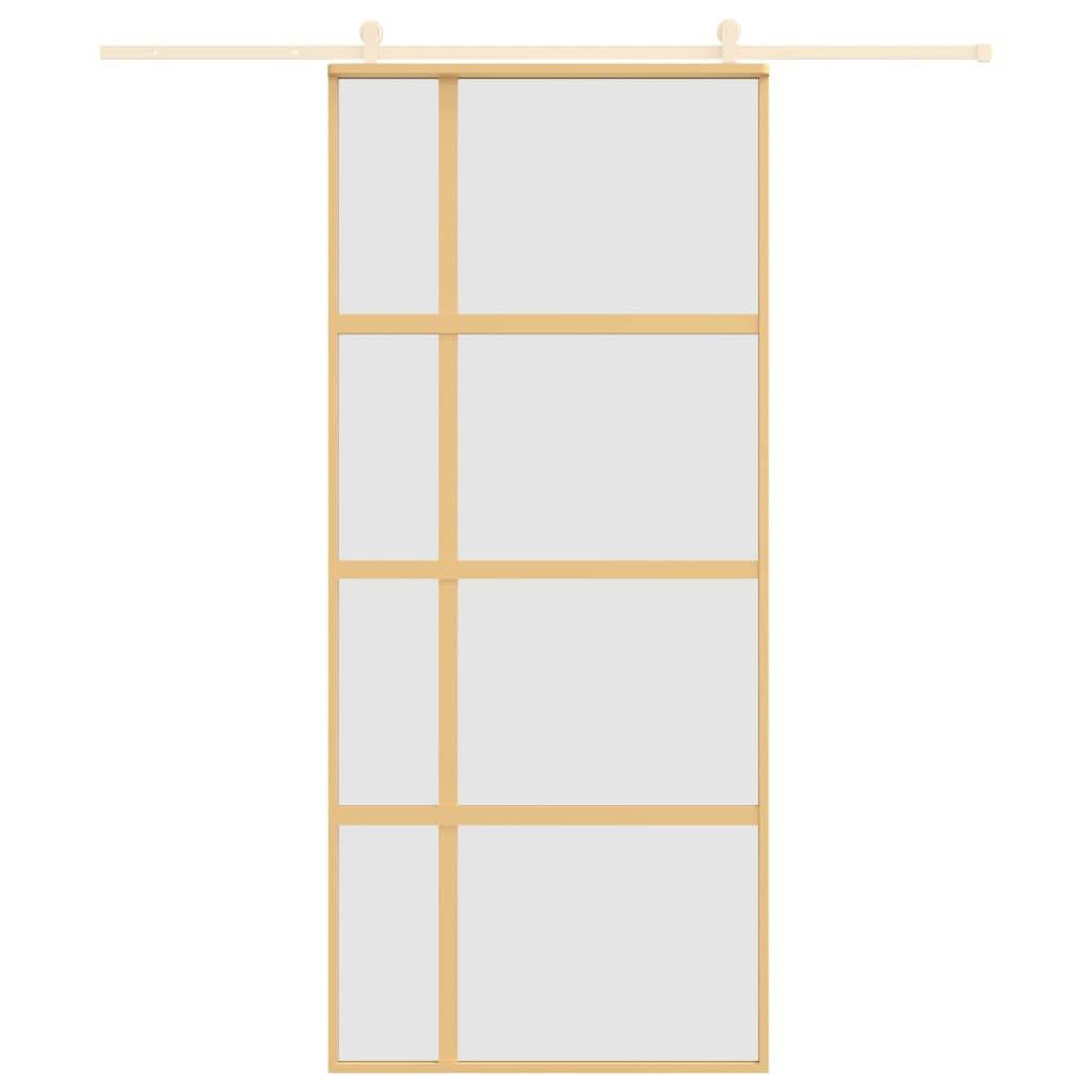 vidaXL Schiebetür Golden 90x205 cm Matt ESG-Glas und Aluminium