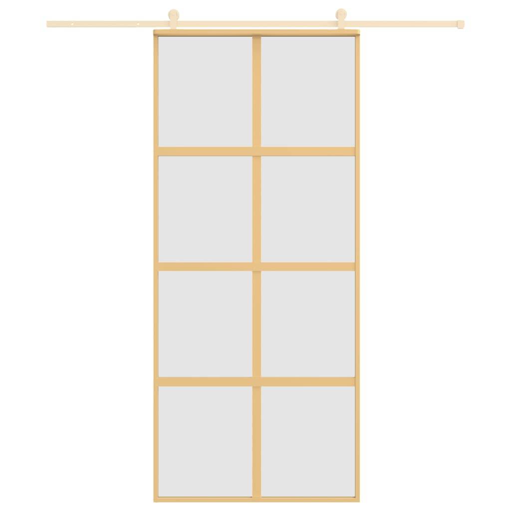 vidaXL Schiebetür Golden 90x205 cm Matt ESG-Glas und Aluminium