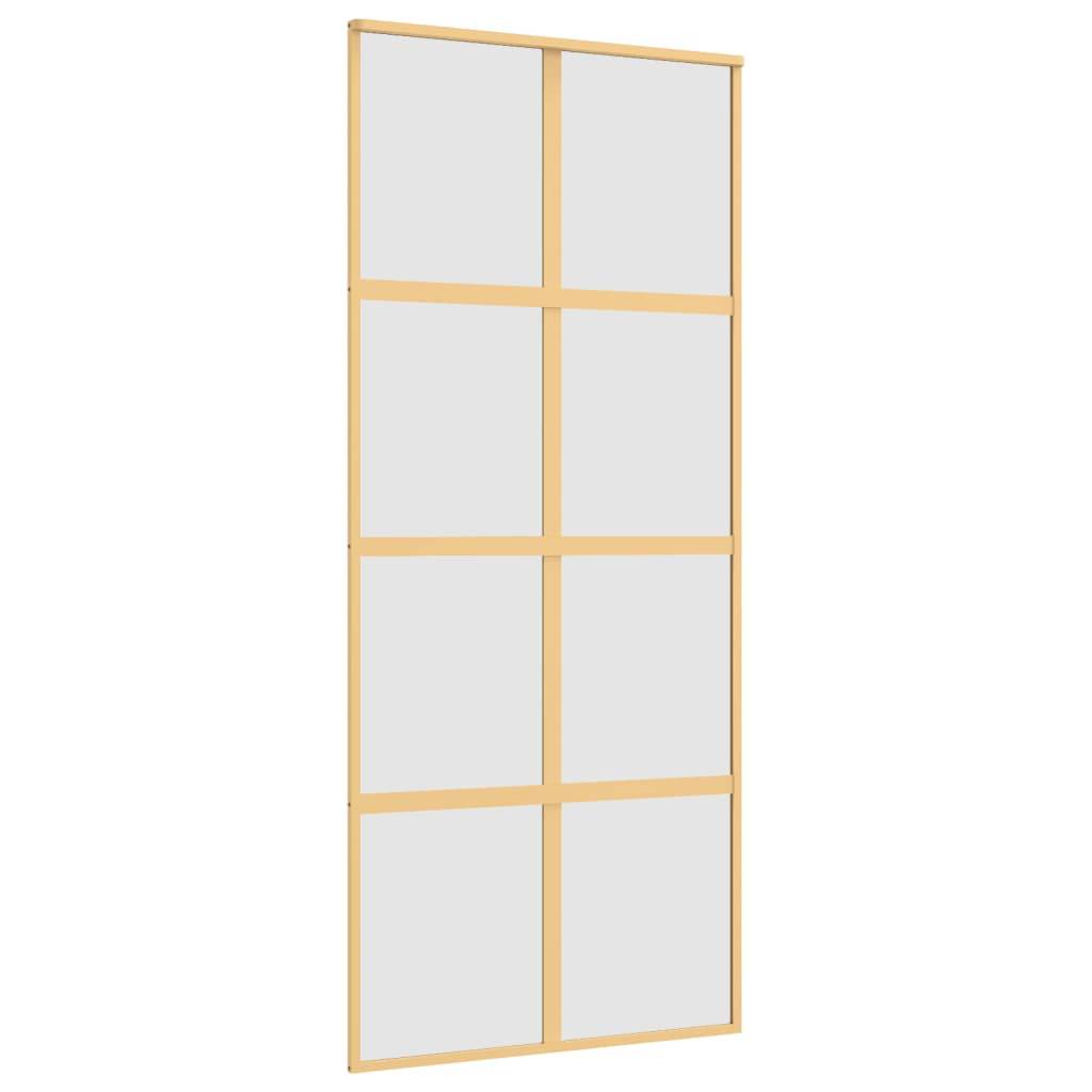 vidaXL Schiebetür Golden 90x205 cm Matt ESG-Glas und Aluminium