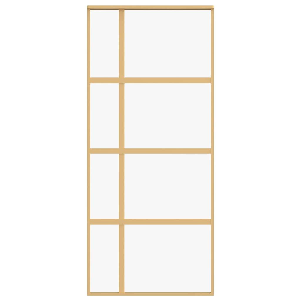 vidaXL Schiebetür Golden 90x205 cm ESG-Klarglas und Aluminium
