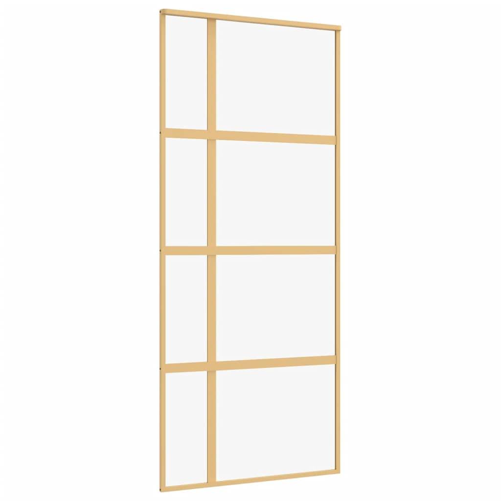 vidaXL Schiebetür Golden 90x205 cm ESG-Klarglas und Aluminium