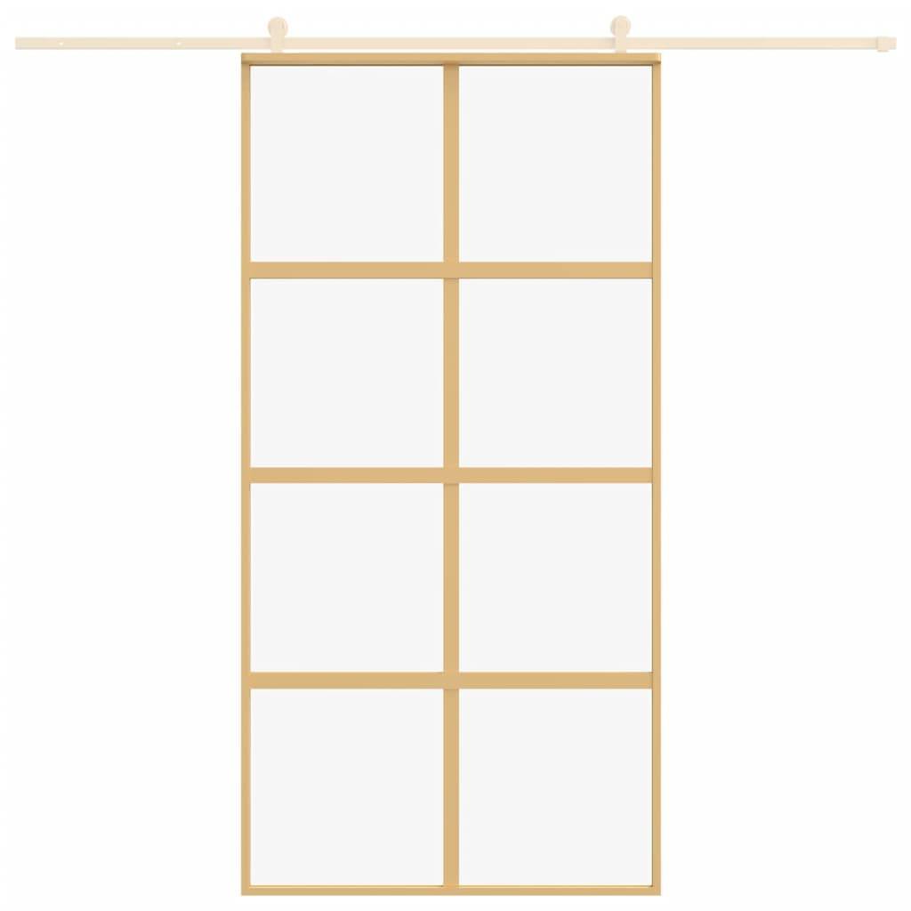 vidaXL Schiebetür Golden 102,5x205 cm ESG-Klarglas und Aluminium