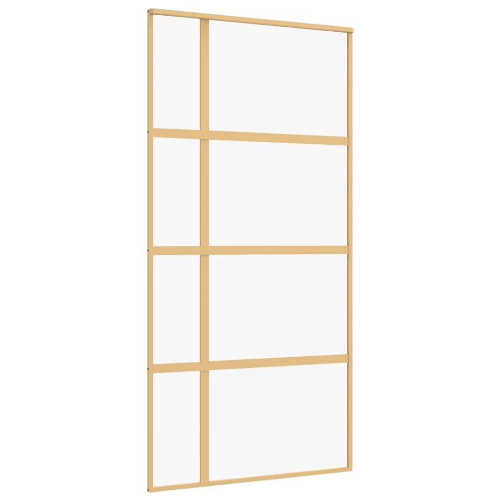 vidaXL Schiebetür Golden 102,5x205 cm ESG-Klarglas und Aluminium