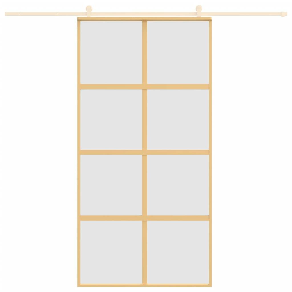 vidaXL Schiebetür Golden 102,5x205 cm Matt ESG-Glas und Aluminium