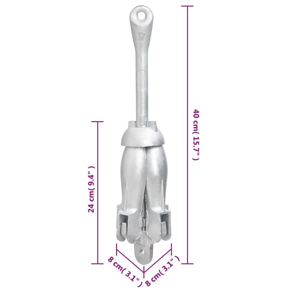 vidaXL Klappanker Silbern 3,2 kg Temperguss