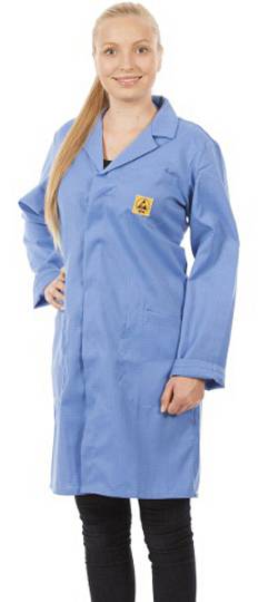 ESD Arbeitsmantel, unisex, blau, 3/4 Länge, L