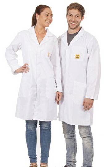 ESD Arbeitsmantel unisex weiß, 3/4 Länge, L