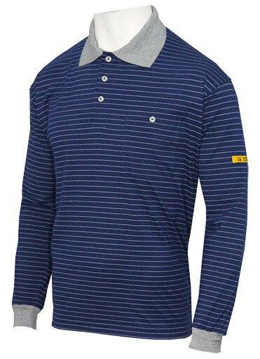 ESD-Poloshirt CONDUCTEX Herren, langarm, dunkelblau/grau, Brusttasche, XS
