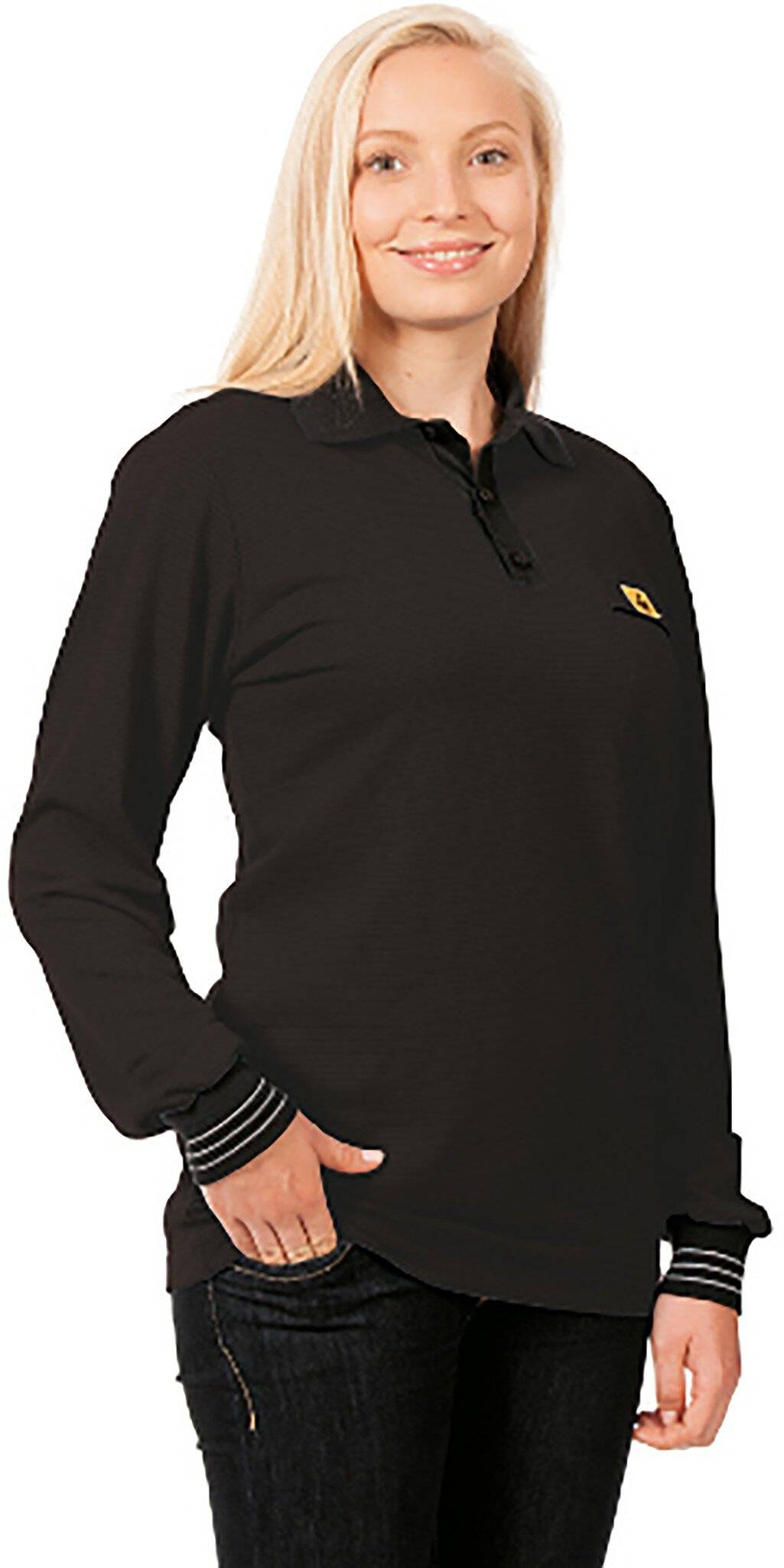ESD Polo-Shirt langarm, schwarz, unisex, L