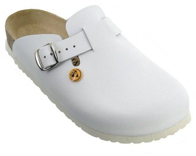 ESD Clogs Vollrindleder weiß, 42
