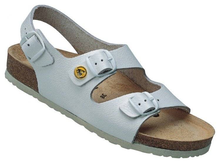 ESD Sandalen Vollrindleder/Fersenriemen, weiß, 35