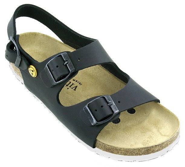 ESD Sandalen Vollrindleder/Fersenriemen, schwarz-weiß, 41