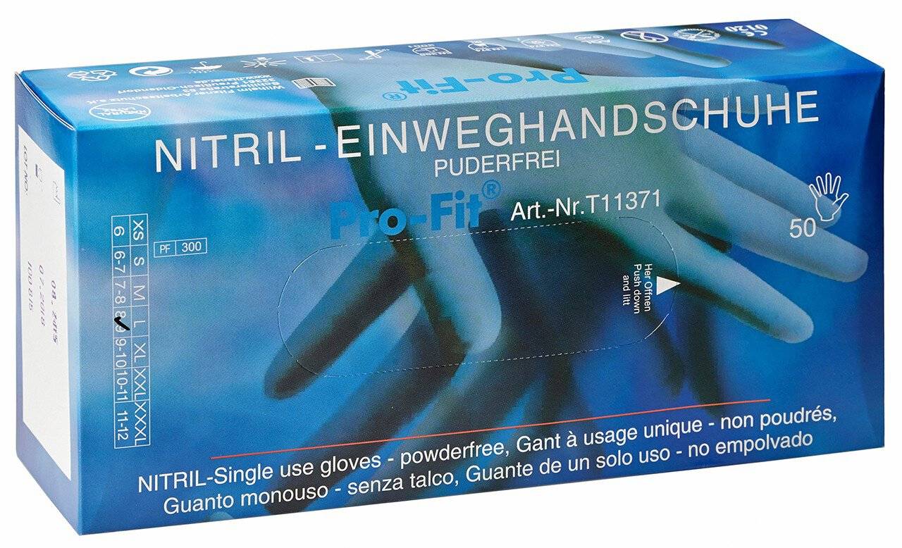 Premium Nitril-Handschuh, 30cm, robust, puderfrei, blau, Größe 10