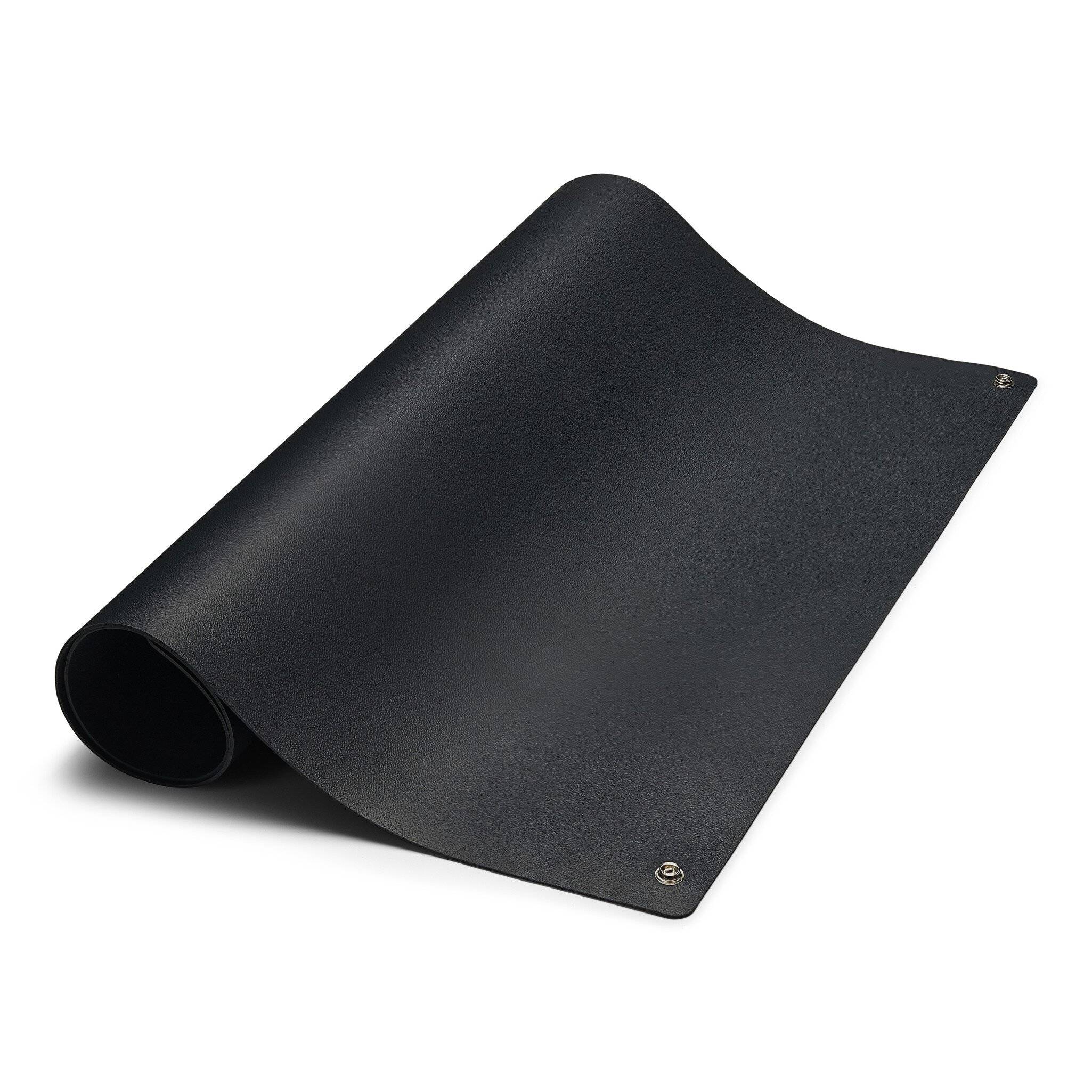 ESD-Tischmatte Premium, schwarz, 400 x 400 x 2 mm, Zuschnitt mit 2x 10 mm Druckknopf